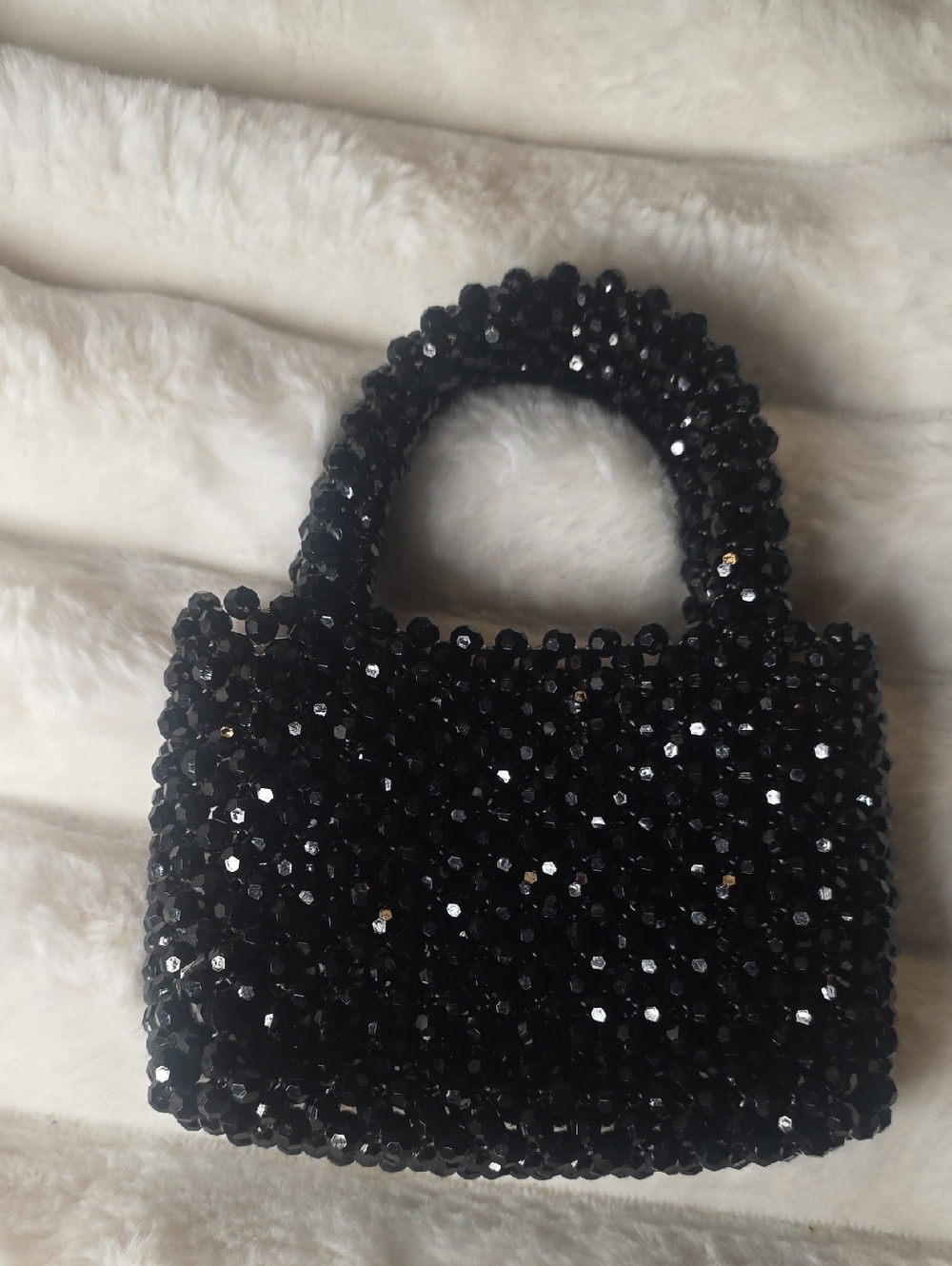 Black Beaded Handbag - Classic Evening Tote